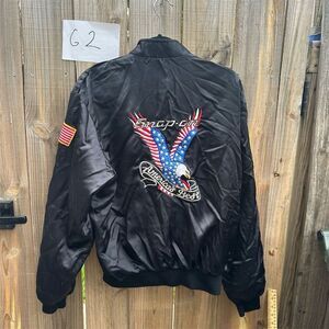 Vintage Snap-On Swingster Men's Bomber Jacket L Black Embroidered Zip-Up